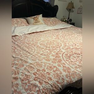 POTTERY BARN LINEN COTTON ANA MEDALLION KING DUVET COVER PLUS 2 SHAMS